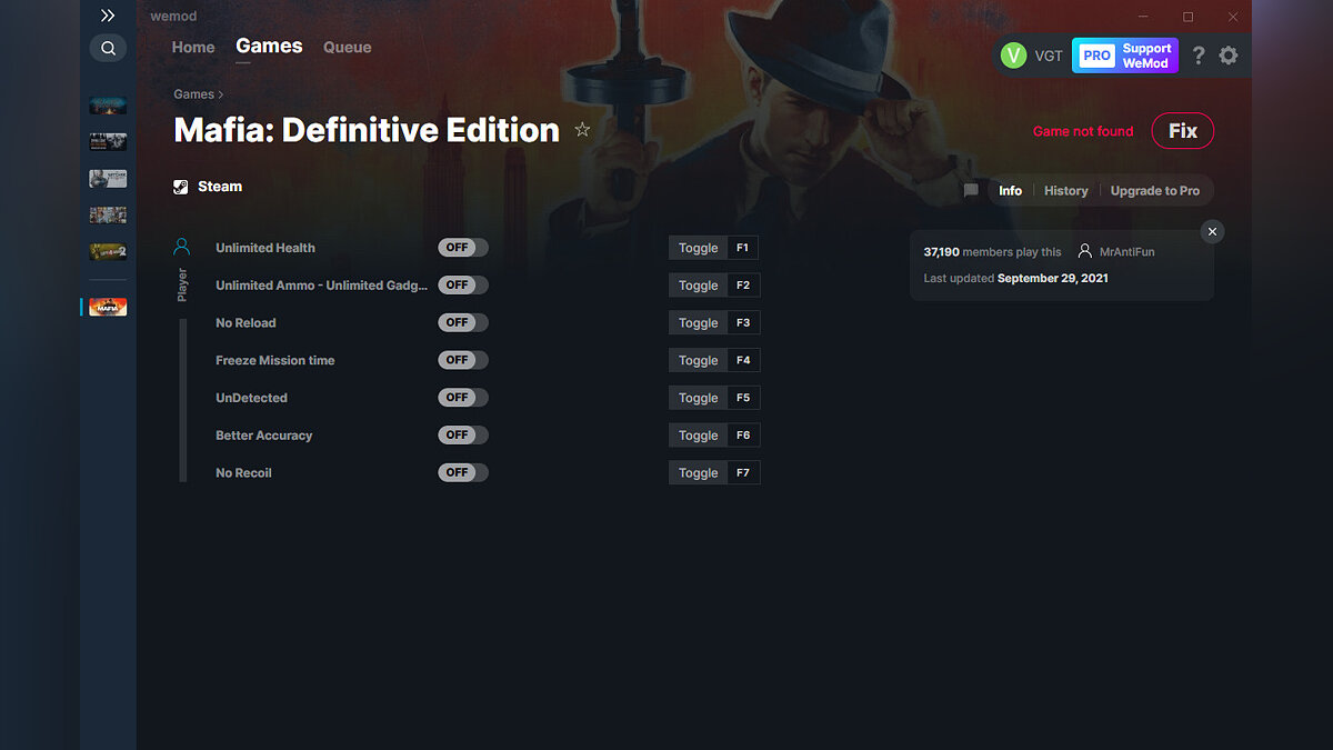 Mafia: Definitive Edition — Трейнер (+7) от 29.09.2021 [WeMod]