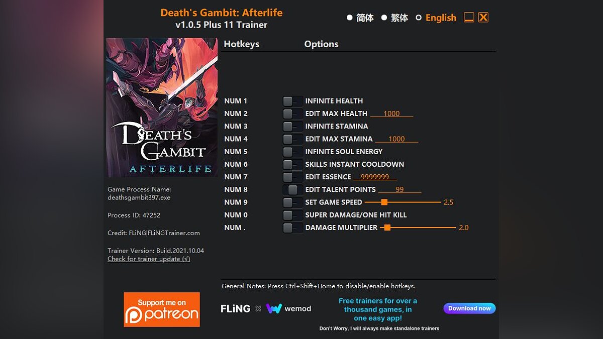 Death&#039;s Gambit — Трейнер (+11) [1.0.5]