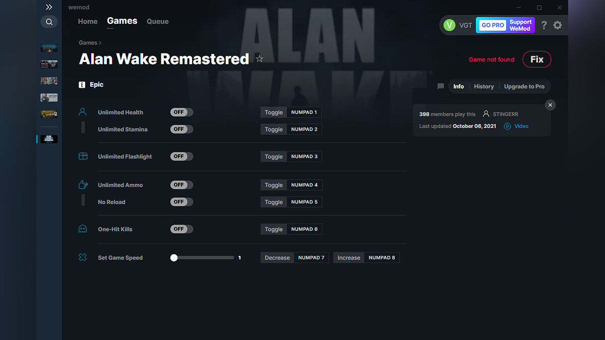 Alan Wake Remastered — Трейнер (+7) от 06.10.2021 [WeMod]