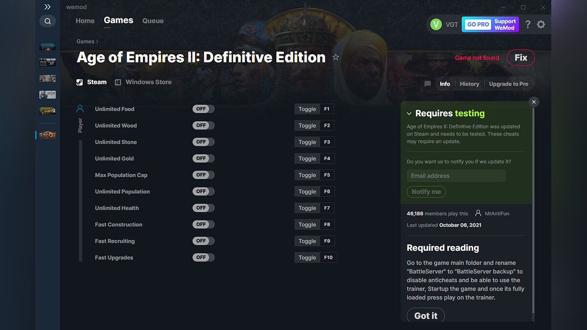 Age Of Empires 2: Definitive Edition — Трейнер (+10) от 06.10.2021 [WeMod]