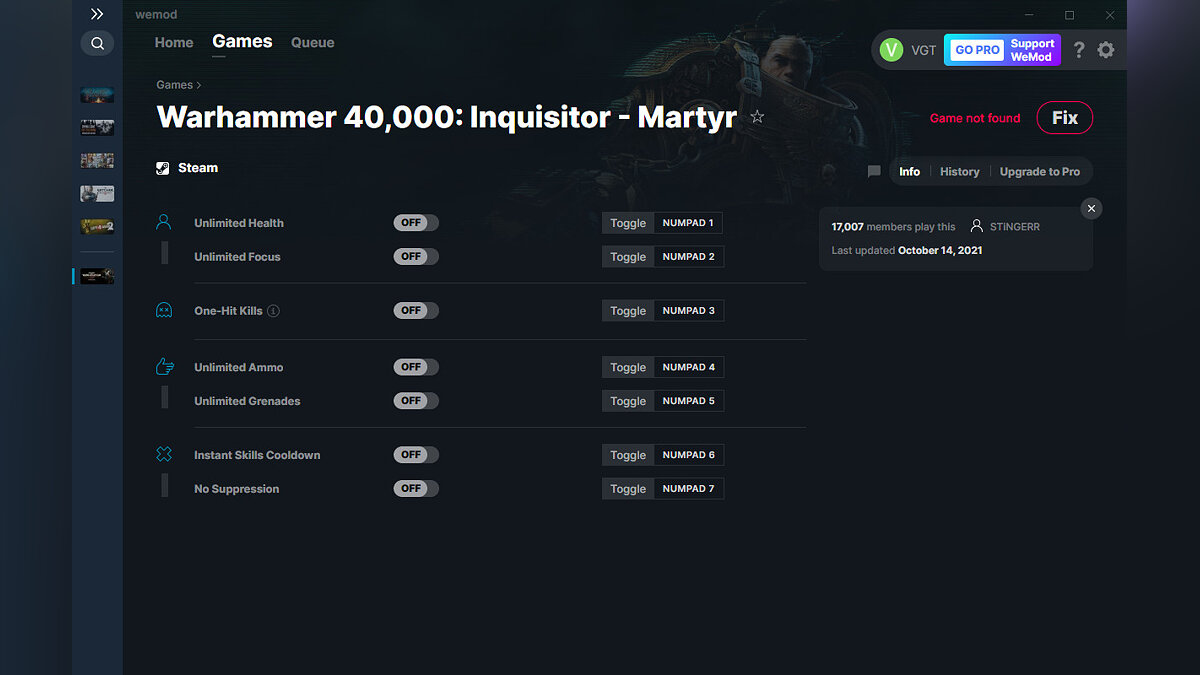 Warhammer 40,000: Inquisitor - Martyr — Трейнер (+7) от 14.10.2021 [WeMod]
