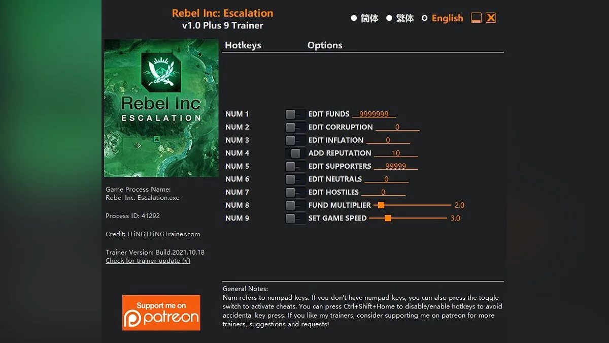 Rebel Inc: Escalation — Трейнер (+9) [1.0]