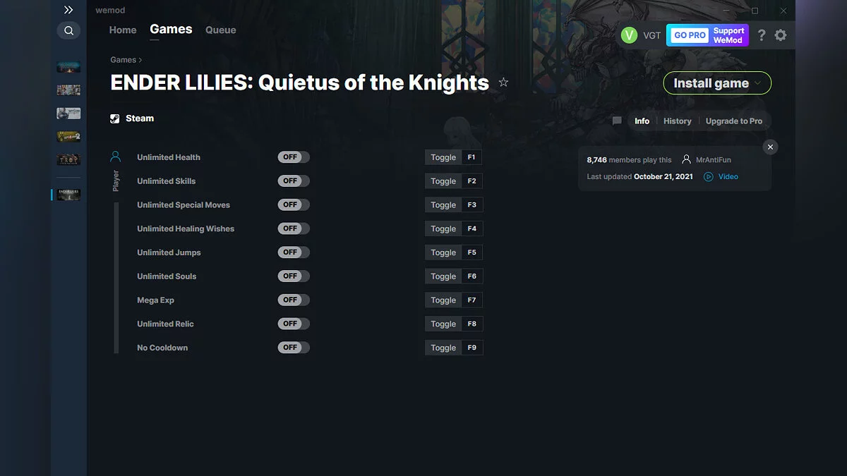 Ender Lilies: Quietus of the Knights — Трейнер (+9) от 21.10.2021 [WeMod]