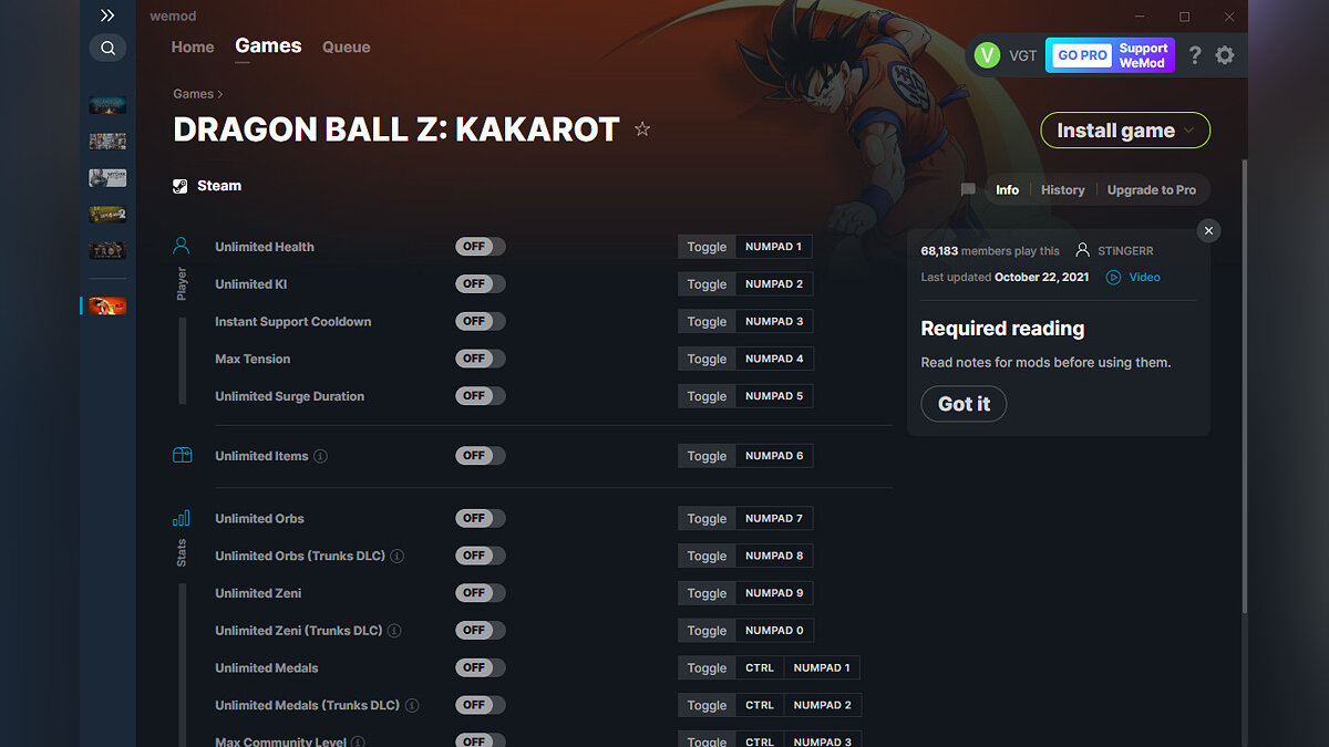 Dragon Ball Z: Kakarot — Трейнер (+15) от 22.10.2021 [WeMod]