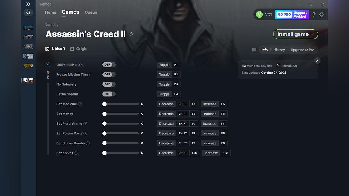 Assassin&#039;s Creed 2 — Трейнер (+10) от 24.10.2021 [WeMod]