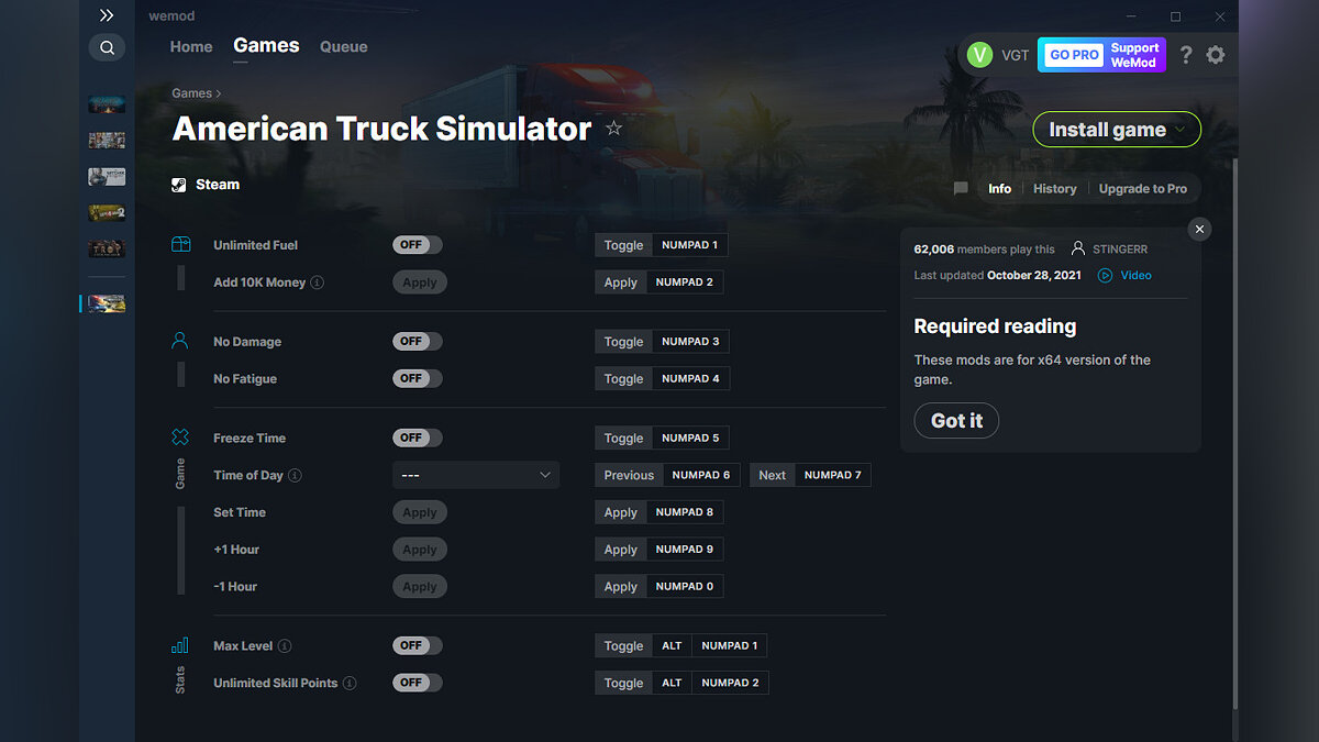 American Truck Simulator — Трейнер (+11) от 28.10.2021 [WeMod]