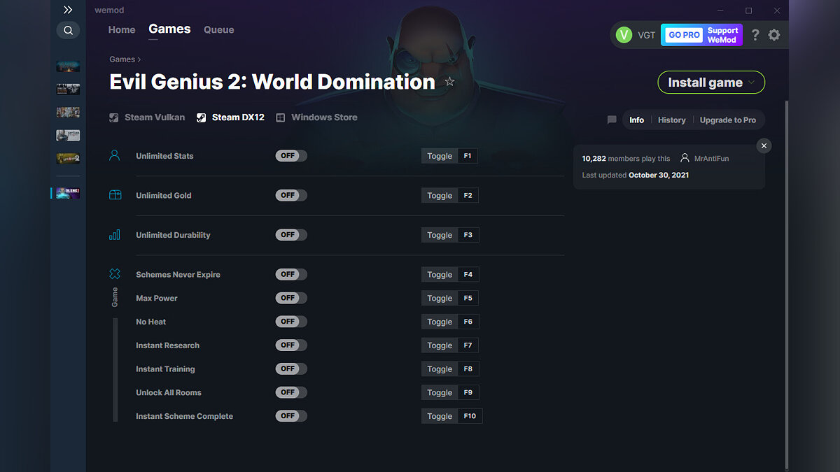 Evil Genius 2: World Domination — Трейнер (+10) от 30.10.2021 [WeMod]