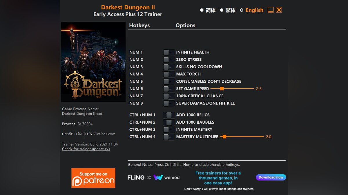 Darkest Dungeon 2 — Трейнер (+12) [EA: 04.11.2021]