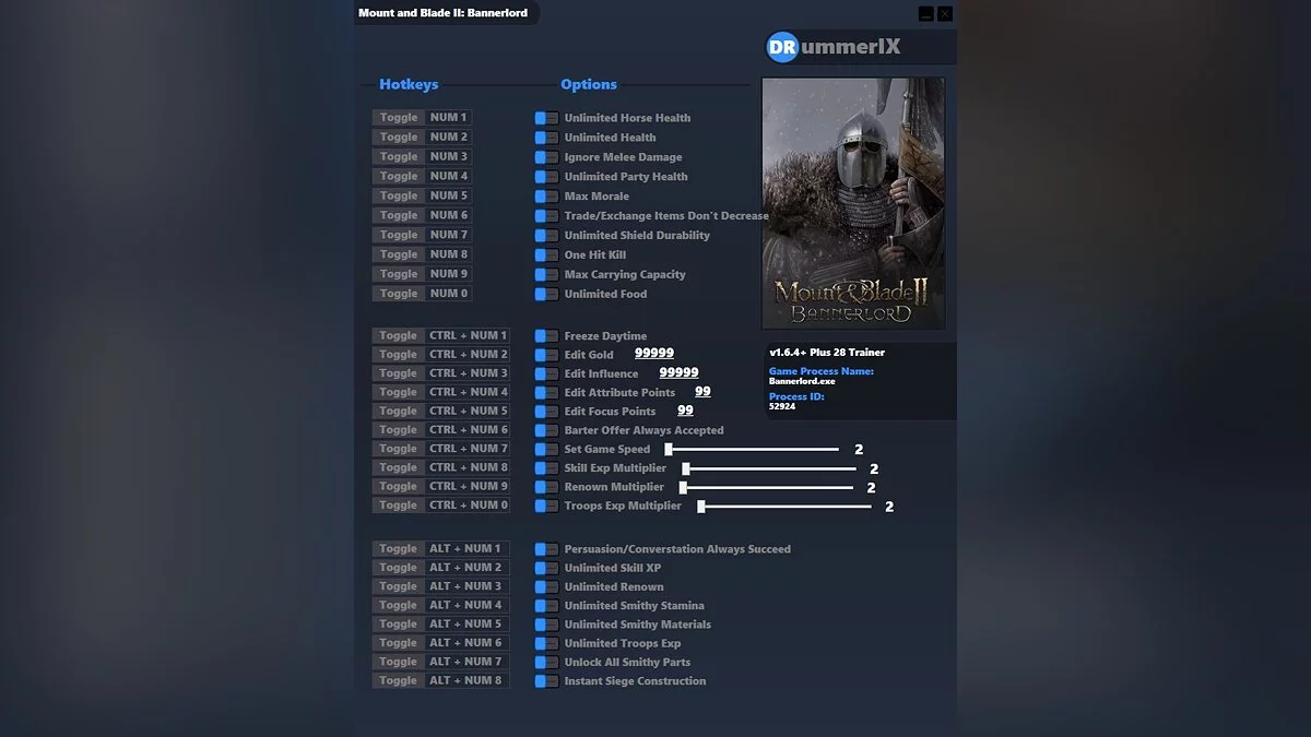 Mount &amp; Blade 2: Bannerlord — Трейнер (+28) [v1.6.4+ game version]