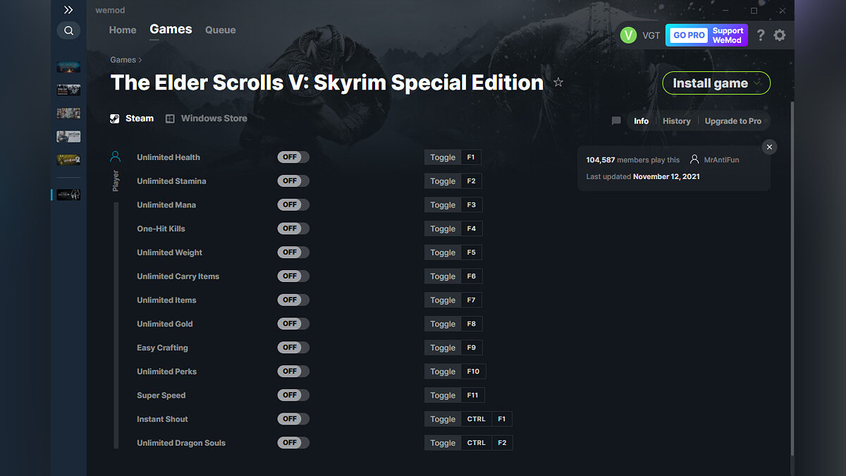 Elder Scrolls 5: Skyrim Special Edition — Трейнер (+13) от 12.11.2021 [WeMod]