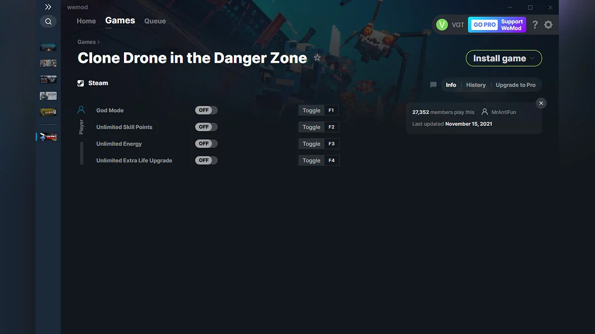 Clone Drone in the Danger Zone — Трейнер (+4) от 15.11.2021 [WeMod]