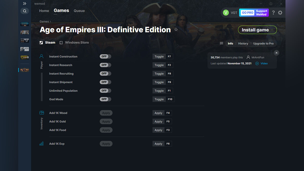 Age Of Empires 3: Definitive Edition — Трейнер (+10) от 15.11.2021 [WeMod]