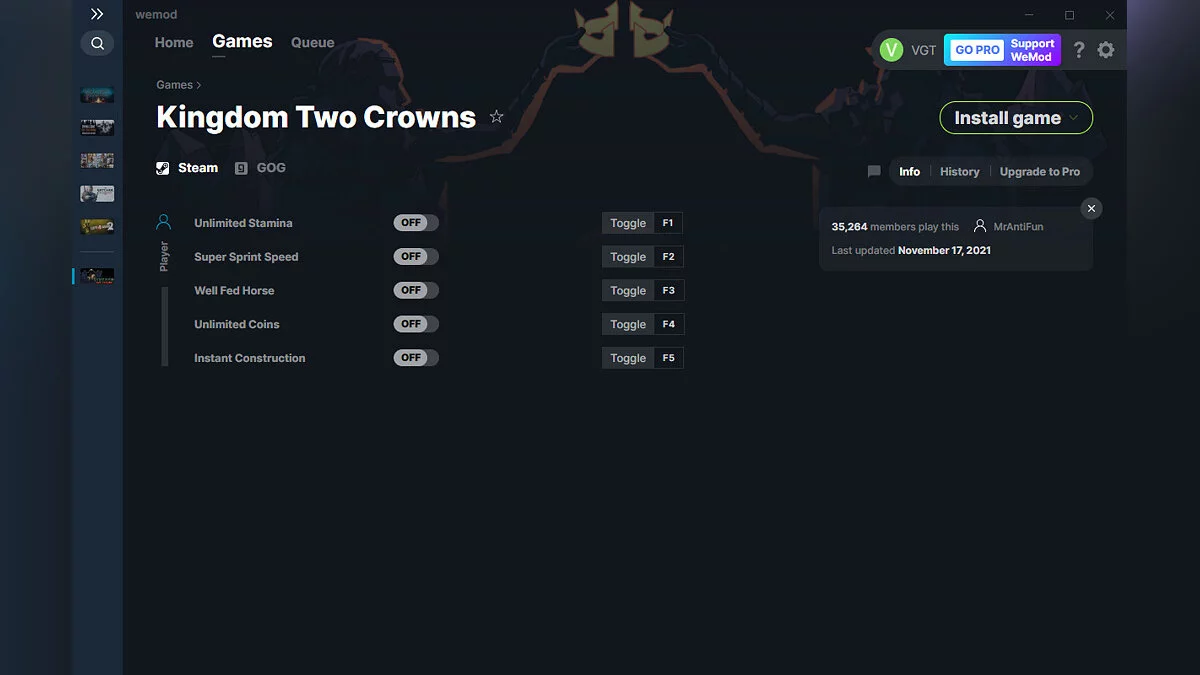 Kingdom: Two Crowns — Трейнер (+5) от 17.11.2021 [WeMod]