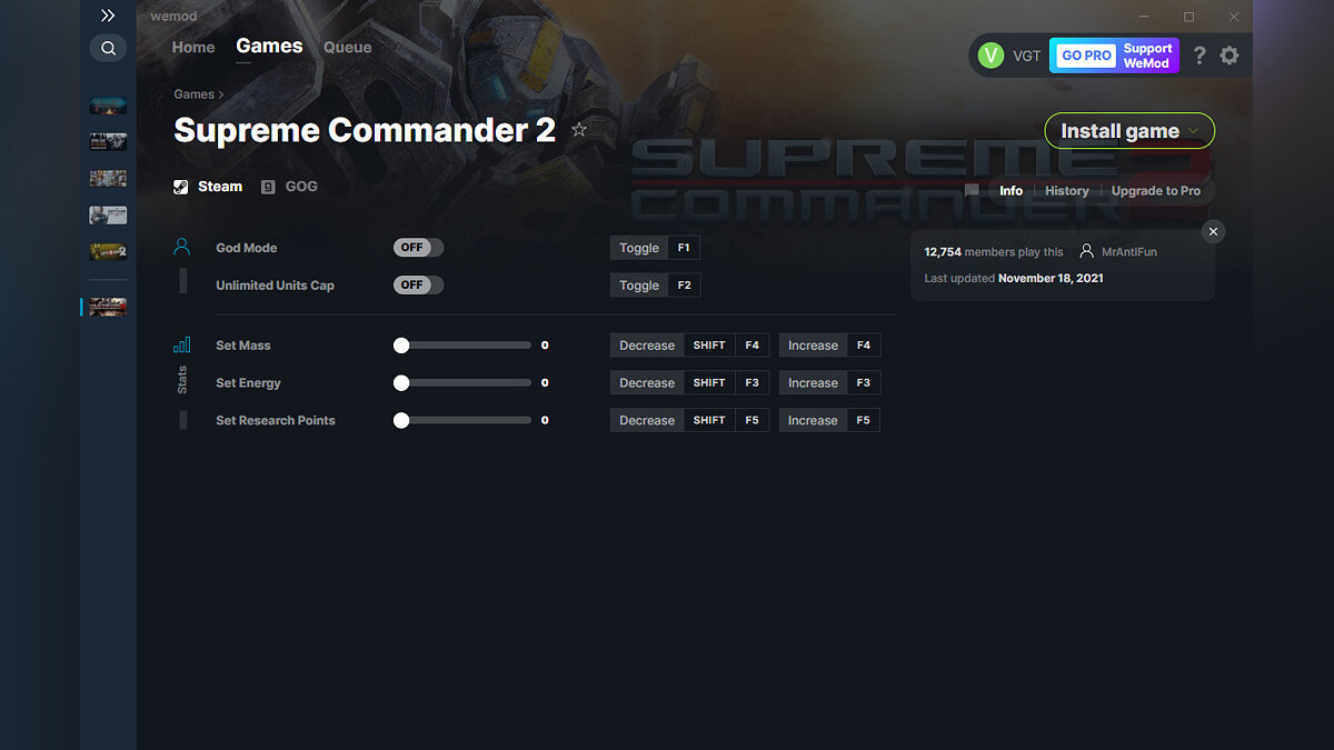Supreme Commander 2 — Трейнер (+5) от 18.11.2021 [WeMod]