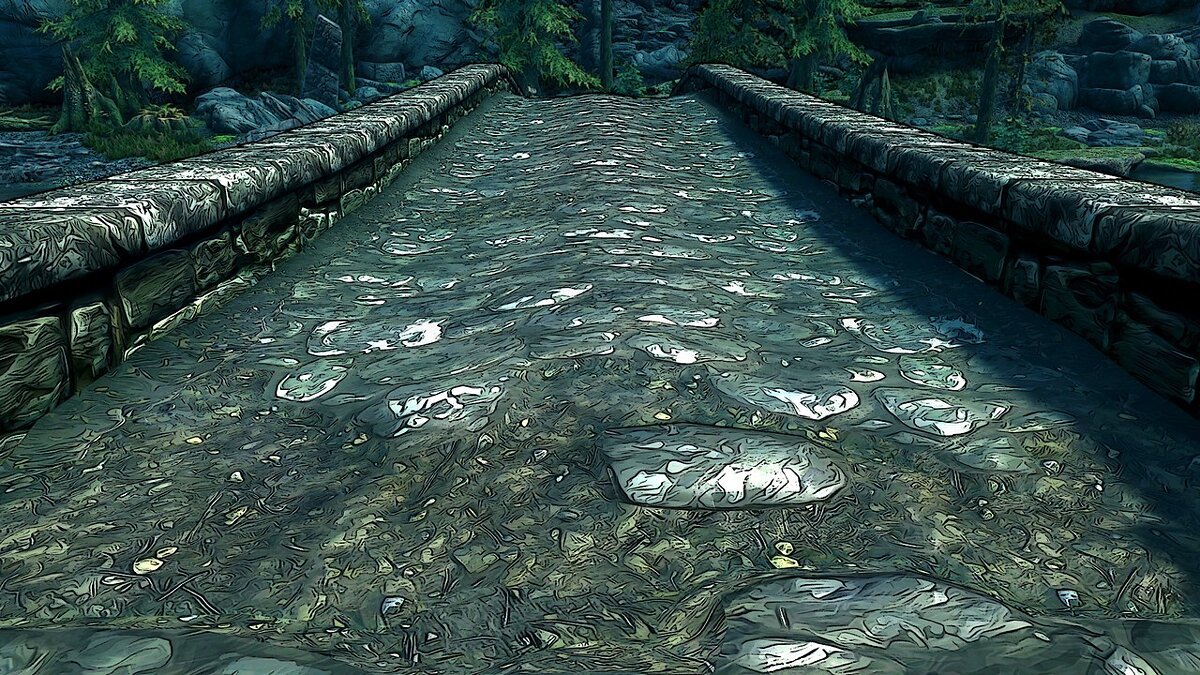 Elder Scrolls 5: Skyrim Special Edition — Ретекстур ландшафта и деревьев в стиле Borderlands 