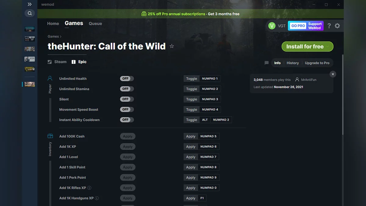 theHunter: Call of the Wild — Трейнер (+26) от 26.11.2021 [WeMod]