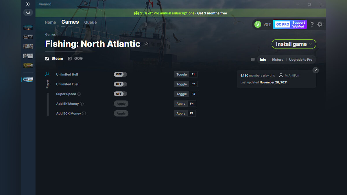 Fishing: North Atlantic — Трейнер (+5) от 28.11.2021 [WeMod]