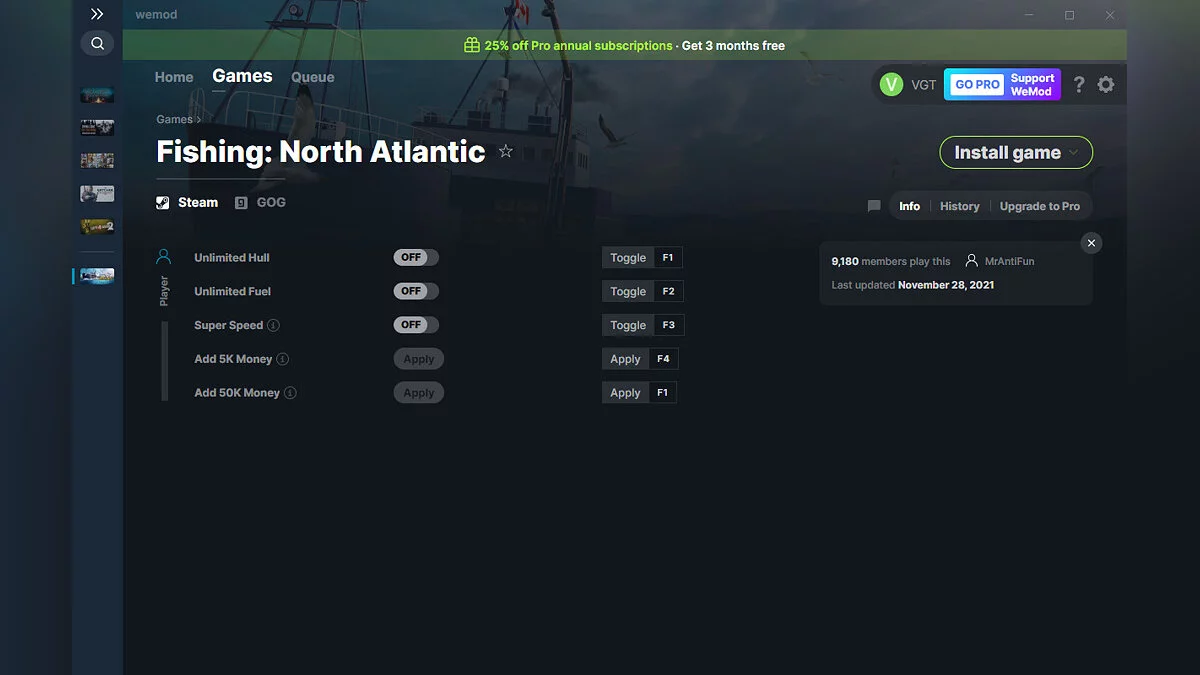 Fishing: North Atlantic — Трейнер (+5) от 28.11.2021 [WeMod]