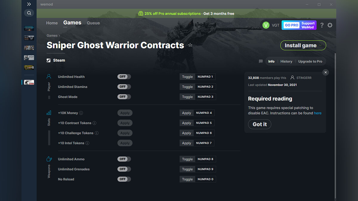 Sniper Ghost Warrior Contracts — Трейнер (+10) от 30.11.2021 [WeMod]