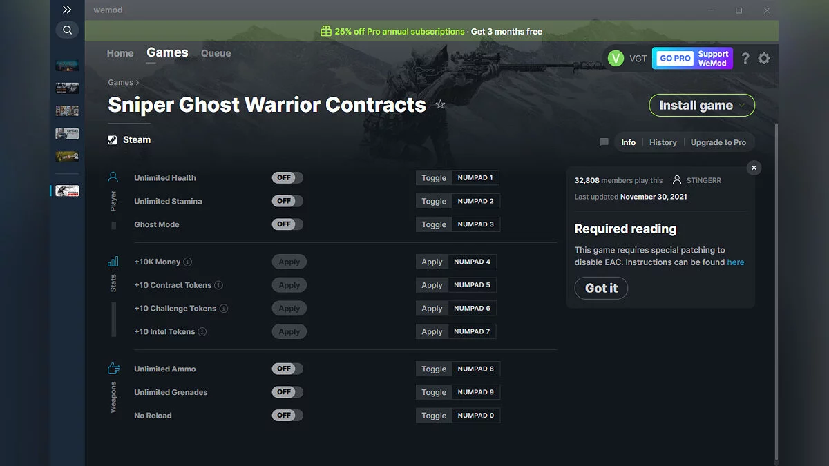 Sniper Ghost Warrior Contracts — Трейнер (+10) от 30.11.2021 [WeMod]