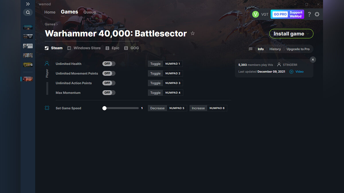 Warhammer 40,000: Battlesector — Трейнер (+5) от 09.12.2021 [WeMod]