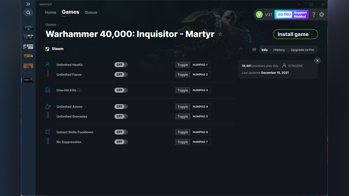 Warhammer 40,000: Inquisitor - Martyr — Трейнер (+7) от 15.12.2021 [WeMod]