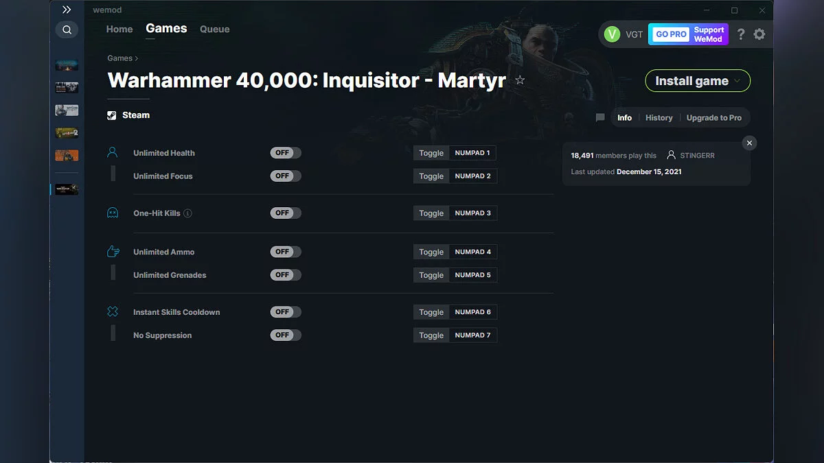 Warhammer 40,000: Inquisitor - Martyr — Трейнер (+7) от 15.12.2021 [WeMod]