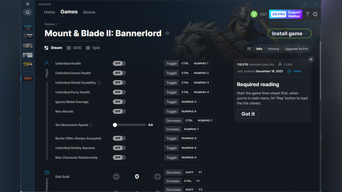 Mount &amp; Blade 2: Bannerlord — Трейнер (+33) от 16.12.2021 [WeMod]
