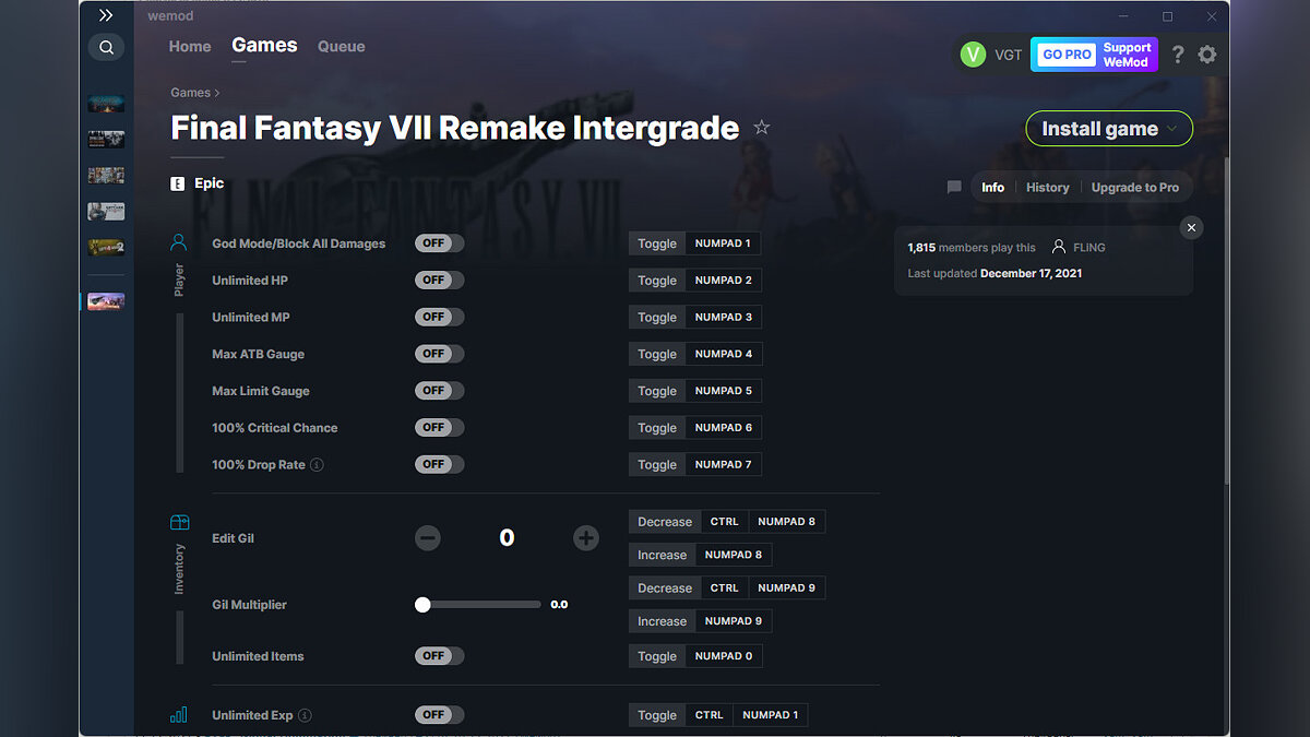 Final Fantasy VII Remake — Трейнер (+20) от 17.12.2021 [WeMod]