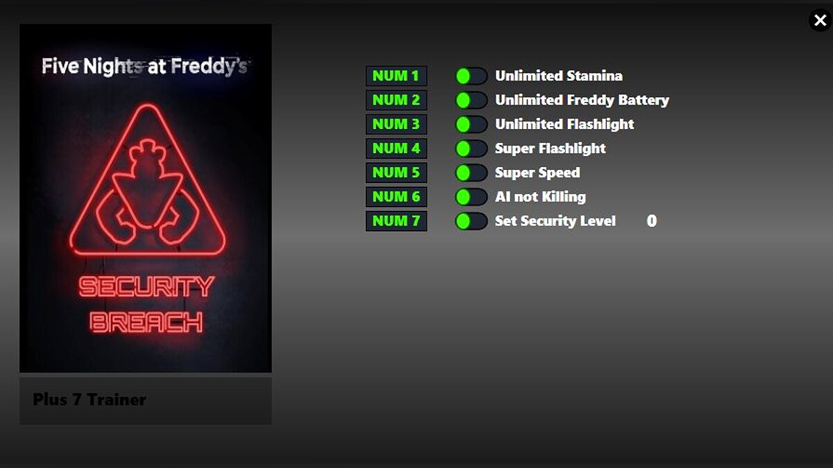 Five Nights at Freddy's: Security Breach GAME TRAINER 26.07.2023 +7 Trainer  (WeMod) - download