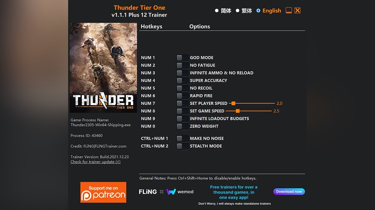 Thunder Tier One — Трейнер (+12) [1.1.1]