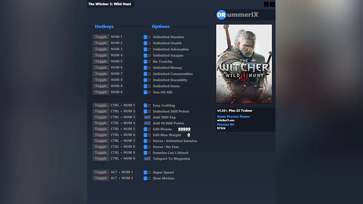 The Witcher 3: Wild Hunt — Трейнер (+22) [Game Version: v1.32+]
