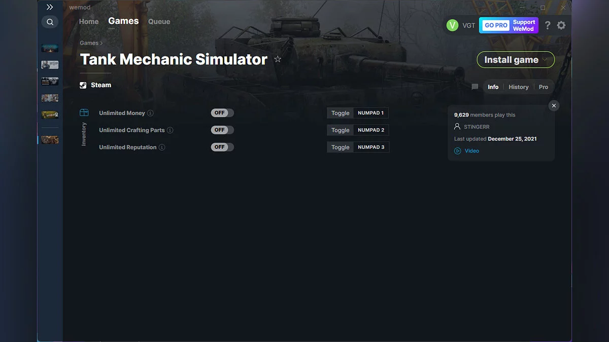 Tank Mechanic Simulator — Трейнер (+3) от 25.12.2021 [WeMod]