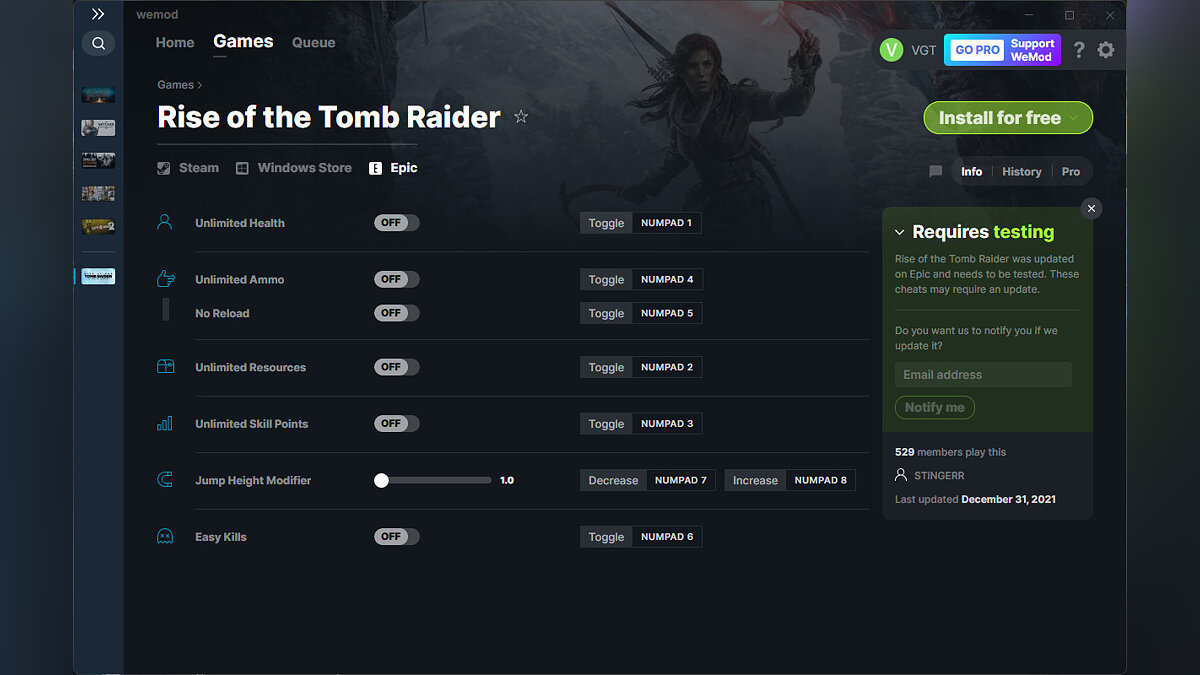 Rise of the Tomb Raider — Трейнер (+7) от 31.12.2021 [WeMod]