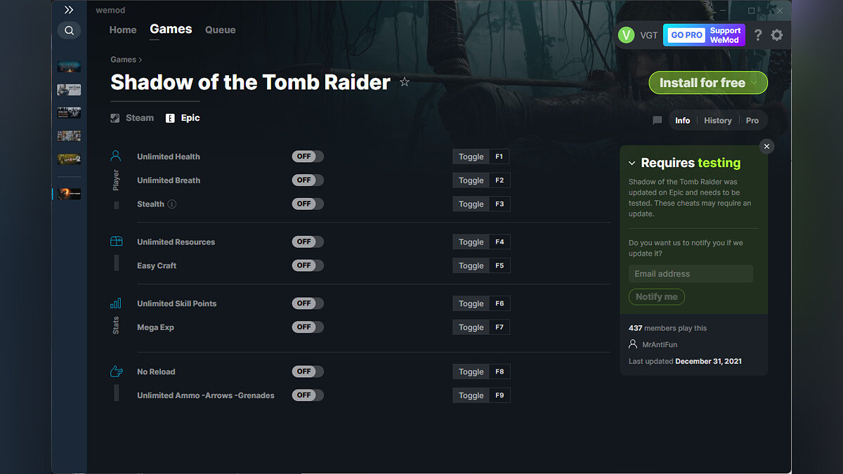 Shadow of the Tomb Raider — Трейнер (+9) от 31.12.2021 [WeMod]