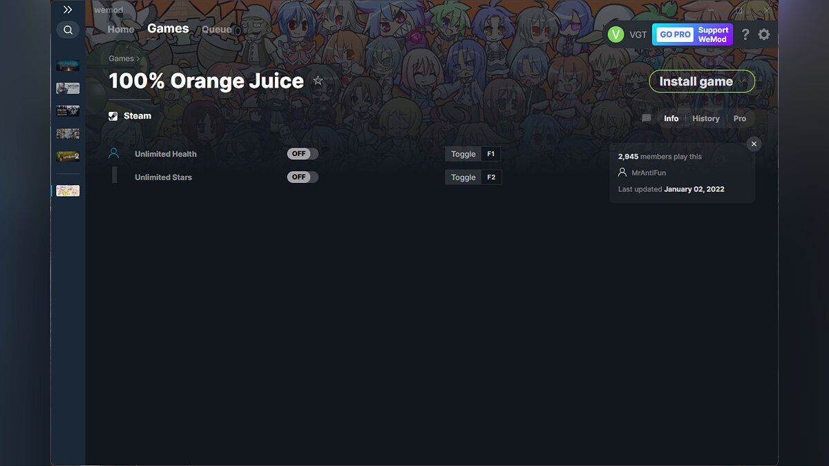 100% Orange Juice — Трейнер (+2) от 02.01.2022 [WeMod]