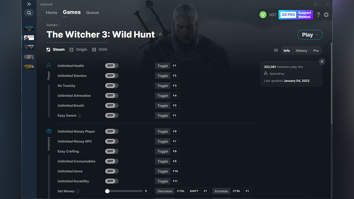 The Witcher 3: Wild Hunt — Трейнер (+26) от 04.01.2022 [WeMod]