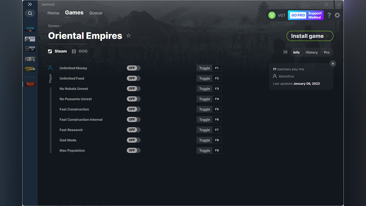 Oriental Empires — Трейнер (+9) от 06.01.2022 [WeMod]