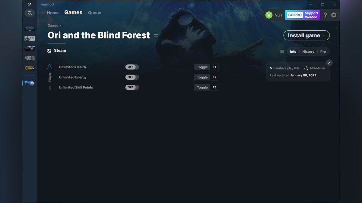 Ori and the Blind Forest — Трейнер (+3) от 06.01.2022 [WeMod]