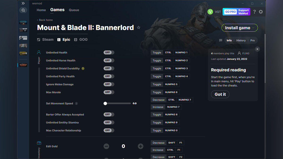 Mount &amp; Blade 2: Bannerlord — Трейнер (+33) от 23.01.2022 [WeMod]
