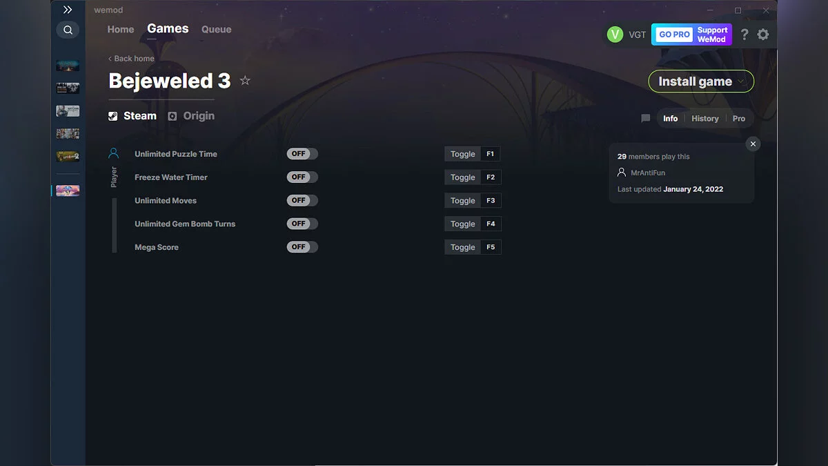 Трейнер (+5) от 24.01.2022 [WeMod]