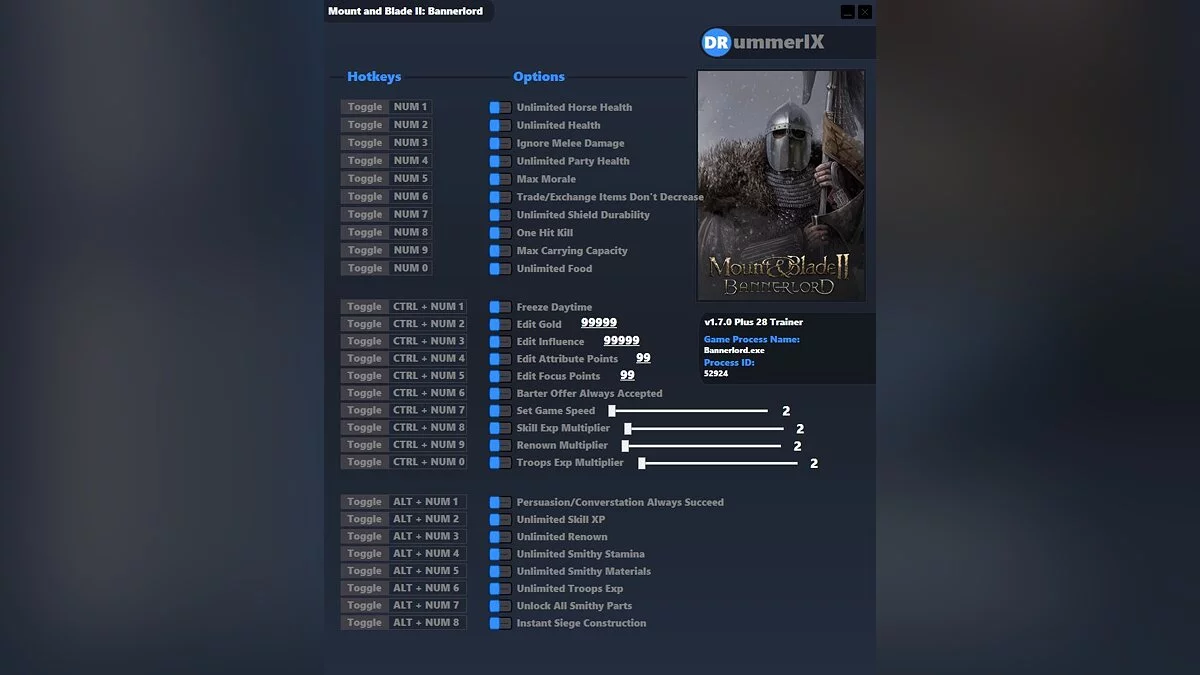 Mount &amp; Blade 2: Bannerlord — Трейнер (+28) [v1.7.0 game version] 