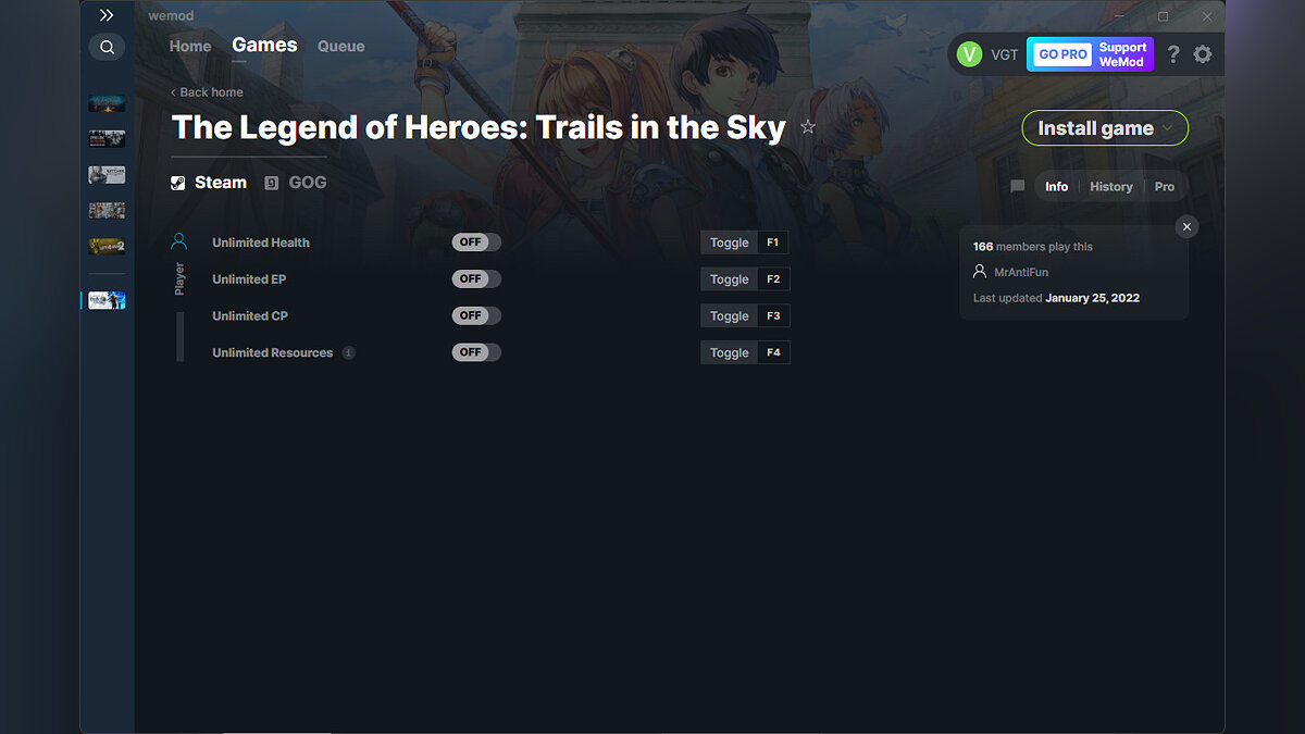 Legend of Heroes: Trails in the Sky — Трейнер (+4) от 25.01.2022 [WeMod]