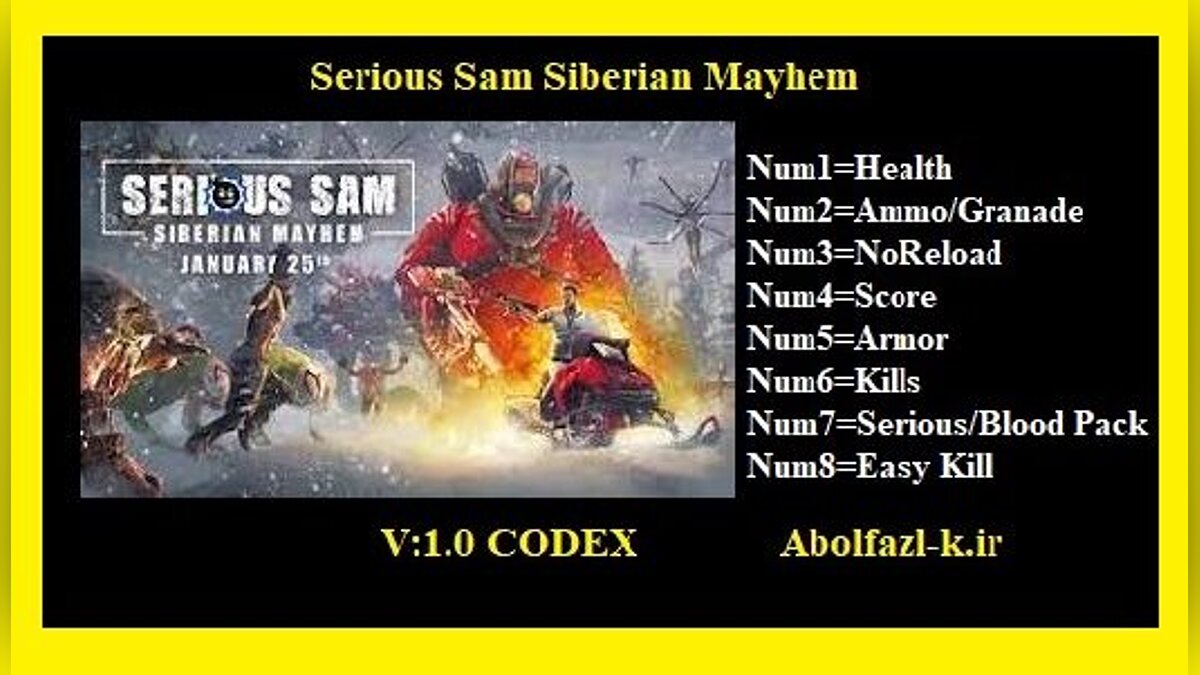 Serious Sam: Siberian Mayhem — Трейнер (+8) [1.0]