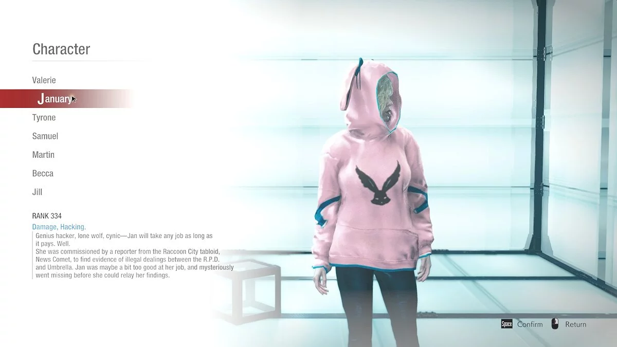 Resident Evil: Resistance — Джен в толстовке с кроликом