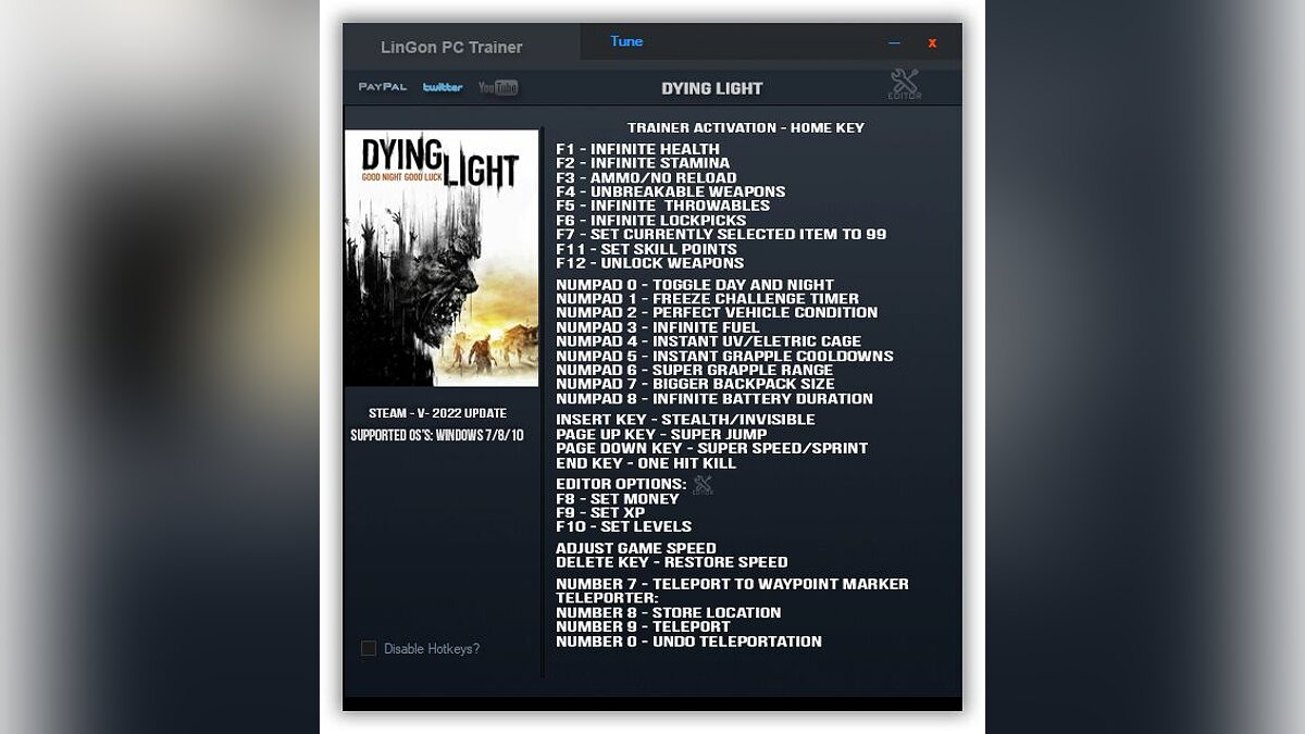 Dying Light — Трейнер (+30/+35) [UPD: 01.02.2022 - 1.15.0]