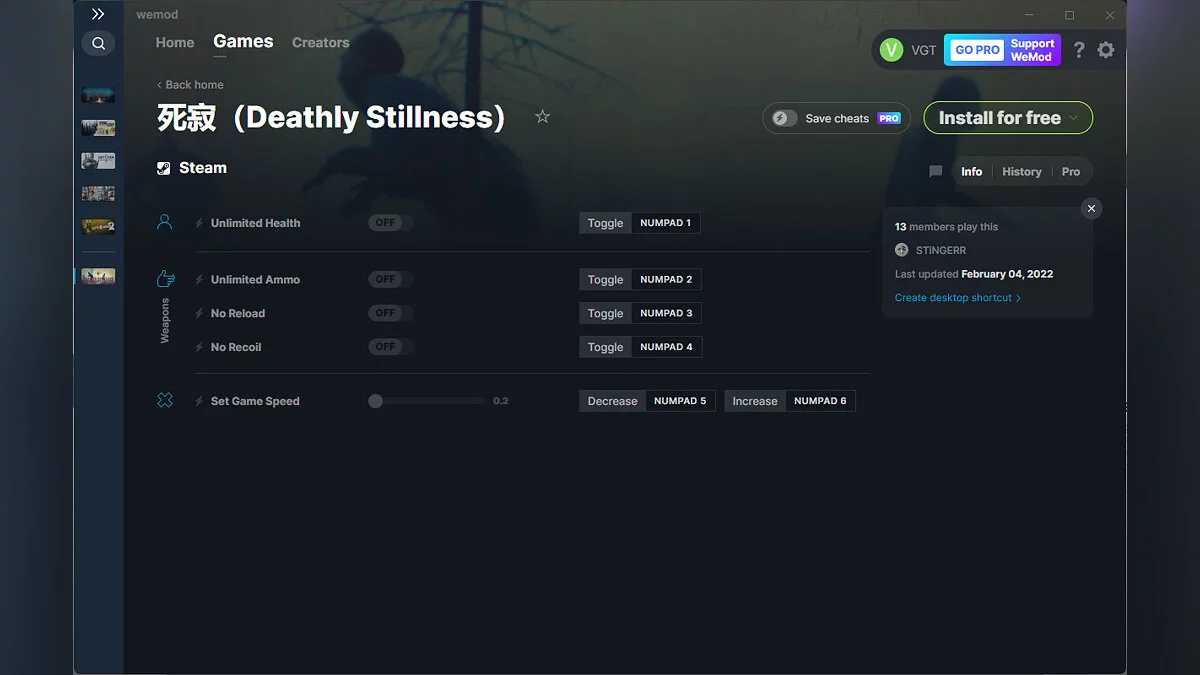 Deathly Stillness — Трейнер (+5) от 04.02.2022 [WeMod]