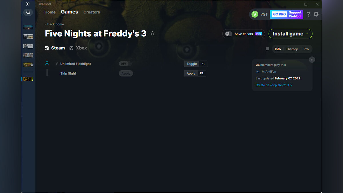 Five Nights at Freddy&#039;s 3 — Трейнер (+2) от 07.02.2022 [WeMod]
