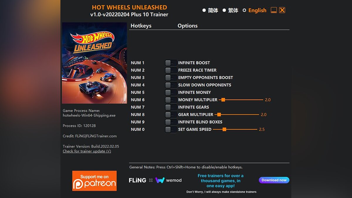 Hot Wheels Unleashed — Трейнер (+10) [1.0 - UPD: 04.02.2022]