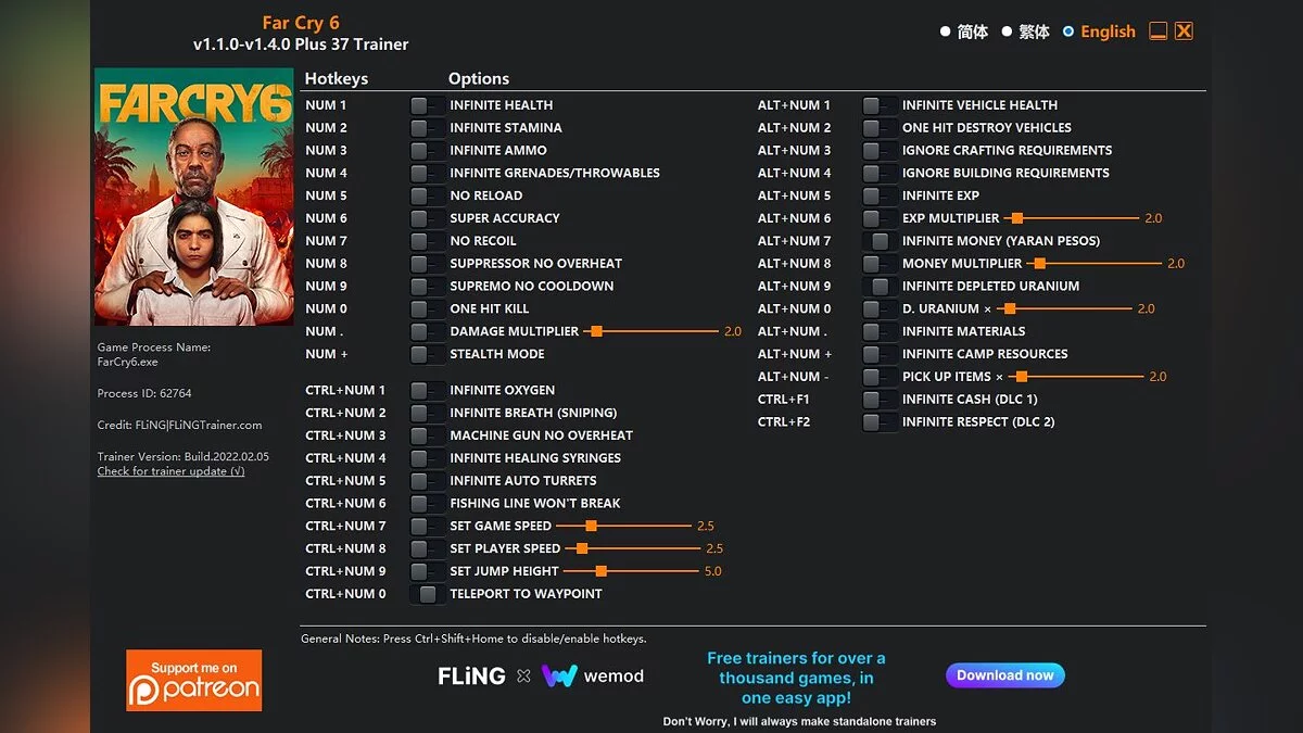 Far Cry 6 — Трейнер (+21/+35/+36/+37) [1.1.0 - 1.4.0]